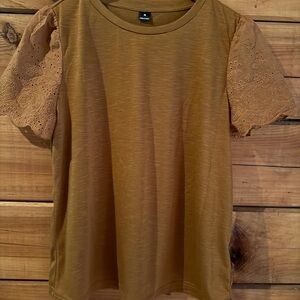 SHEIN Tan Eyelet Sleeve Top